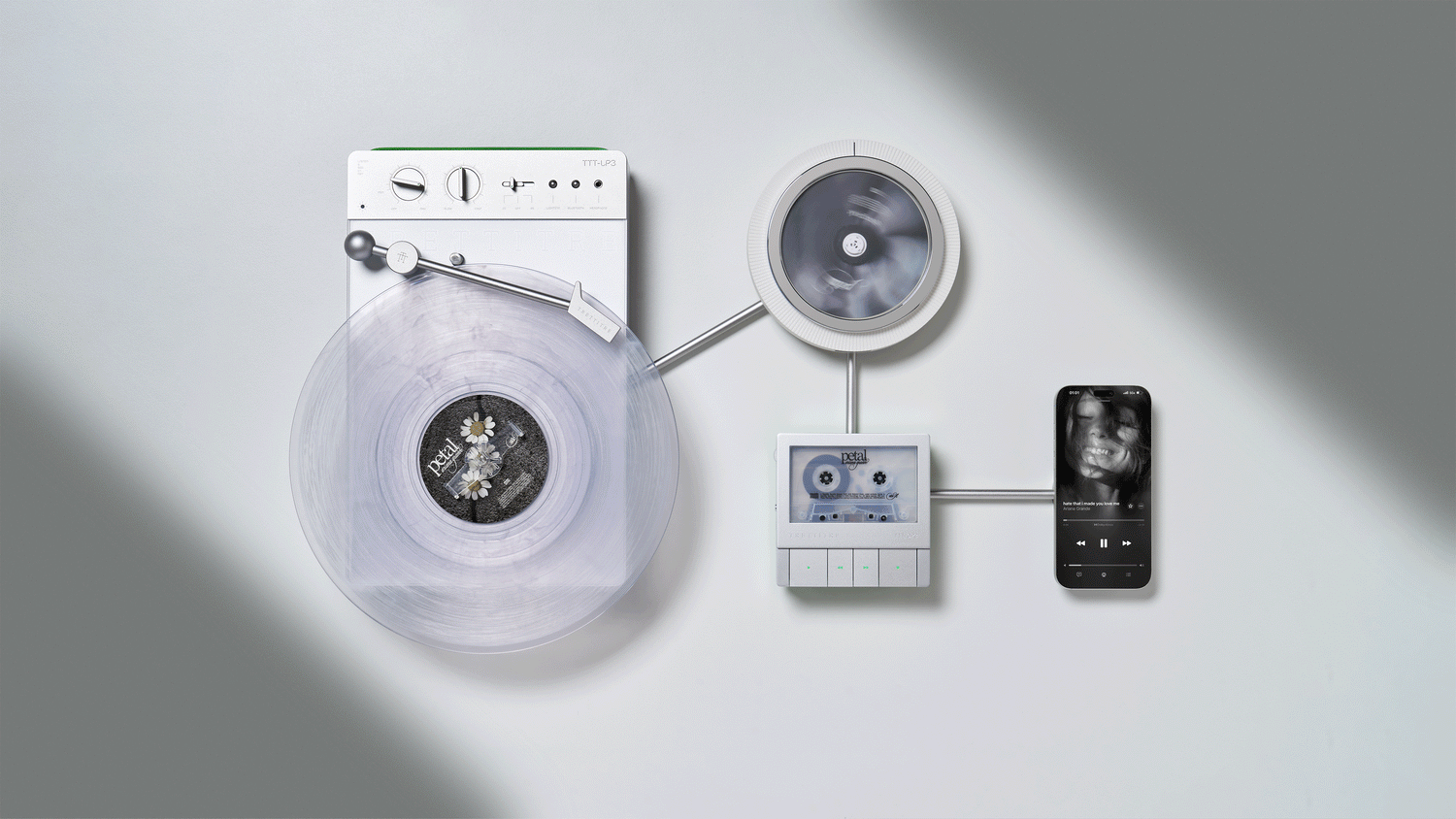 LP3 Bluetoothレコードプレーヤー + T-Rack ウォールキット | TRETTITRE