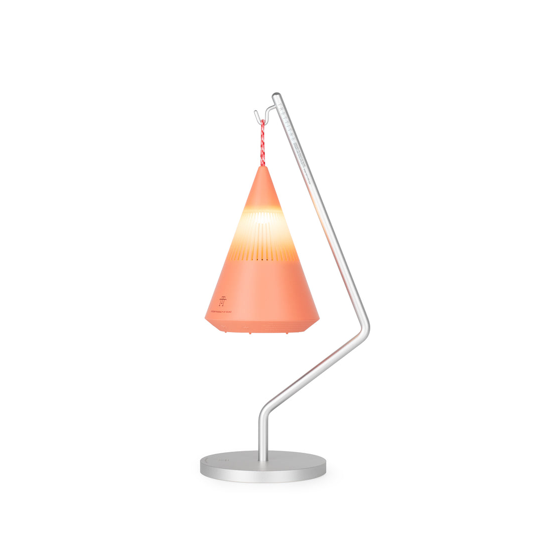 TreSound Q outdoor Bluetooth speaker with stand in Majestic Cloud Red waterproof portable speaker with ambient light for indoor and outdoor use