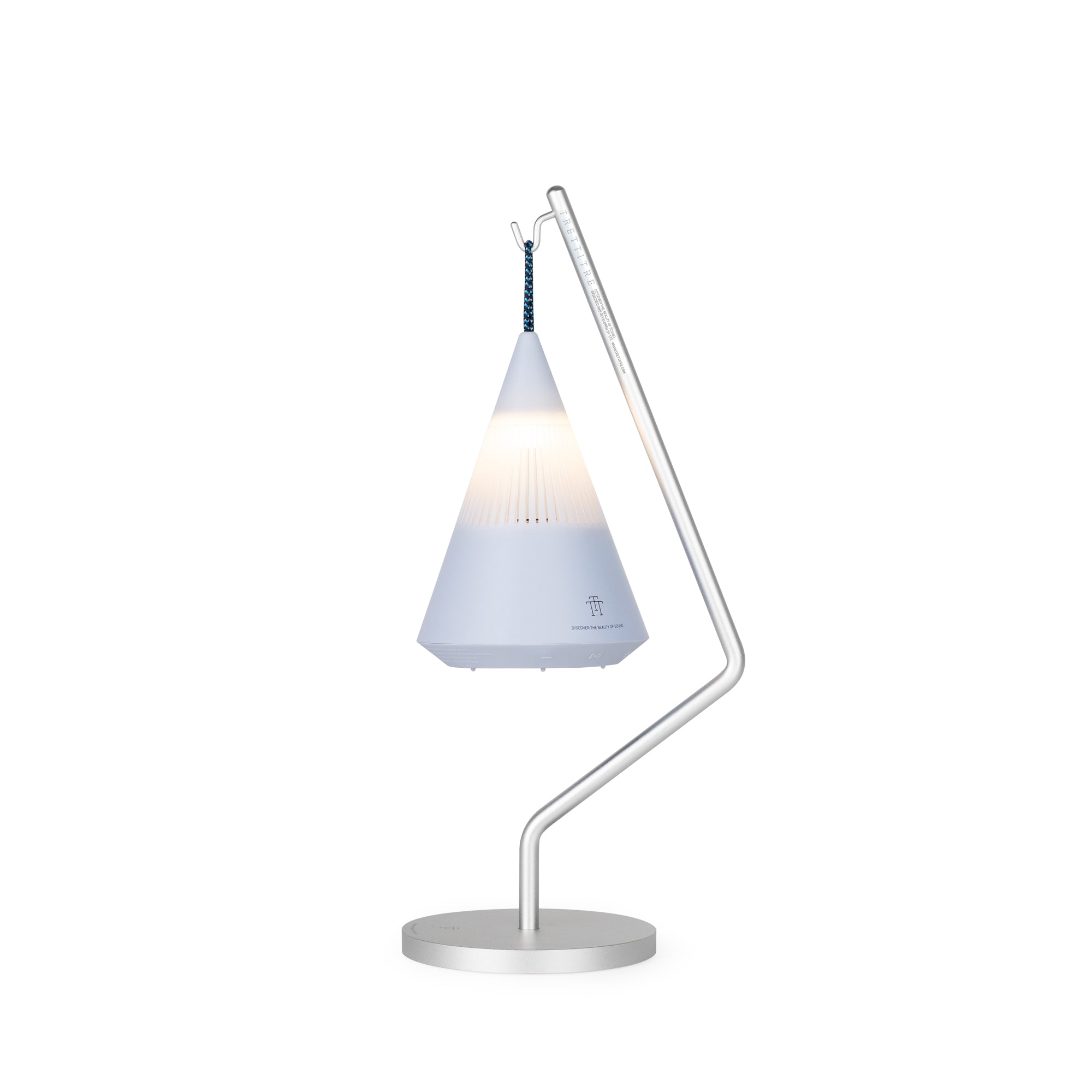 TreSound Q outdoor Bluetooth speaker with stand in Serene Mist Blue waterproof portable speaker with ambient light for indoor and outdoor use