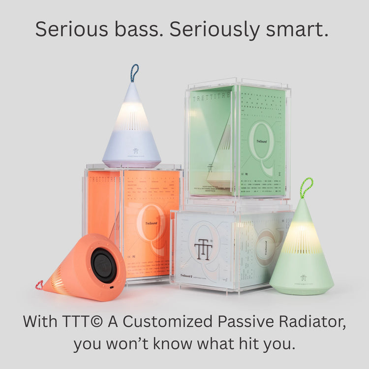 TreSound Q outdoor Bluetooth speaker with ambient light and portable waterproof design for indoor and outdoor use in three colors